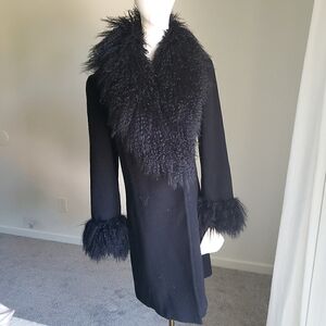 Vintage Marvin Richards Mogolian Fur Penny Lane Wool Cashmere Coat Size 6